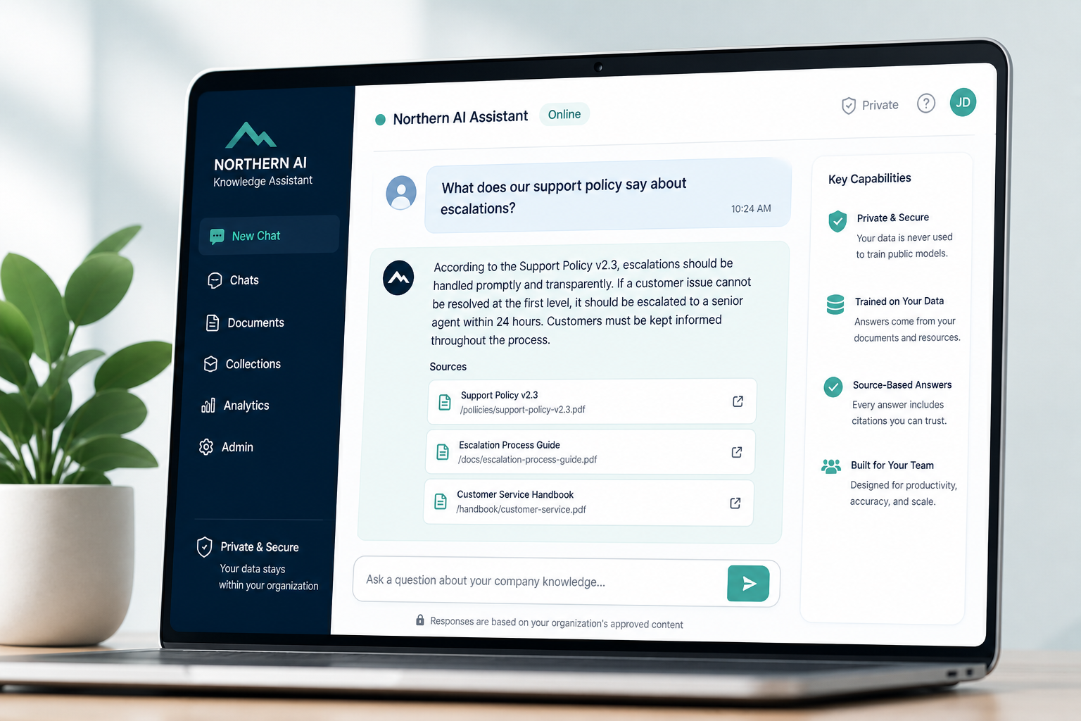 Northern AI knowledge assistant interface preview